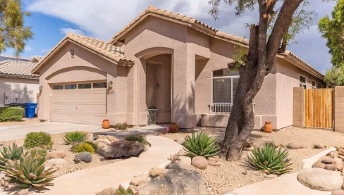 Desert front yard before and after